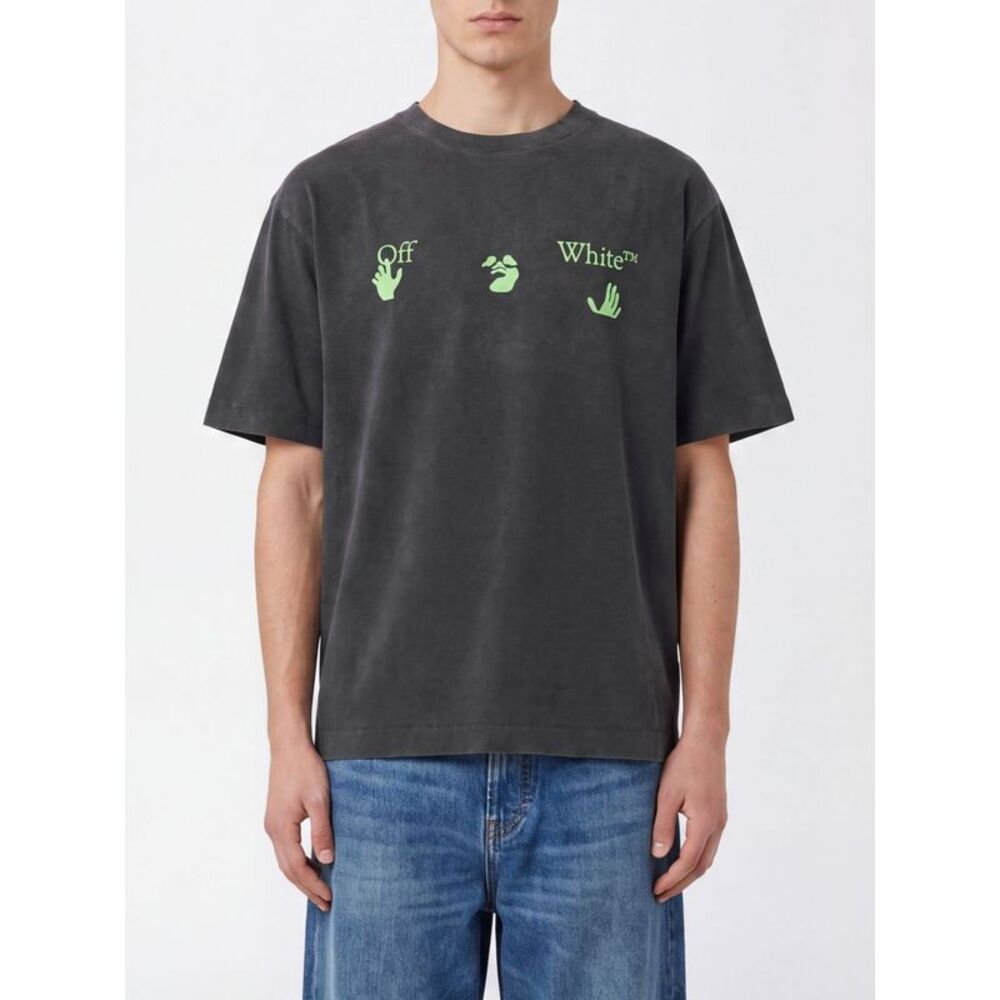 Off-White Men Off-White Cotton T-Shirt With Back Arrow Logo Print